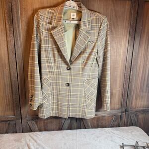 Cabi Women's Plaid Blazer Size 6 Glen Plaid Two Button Career Jacket Pockets